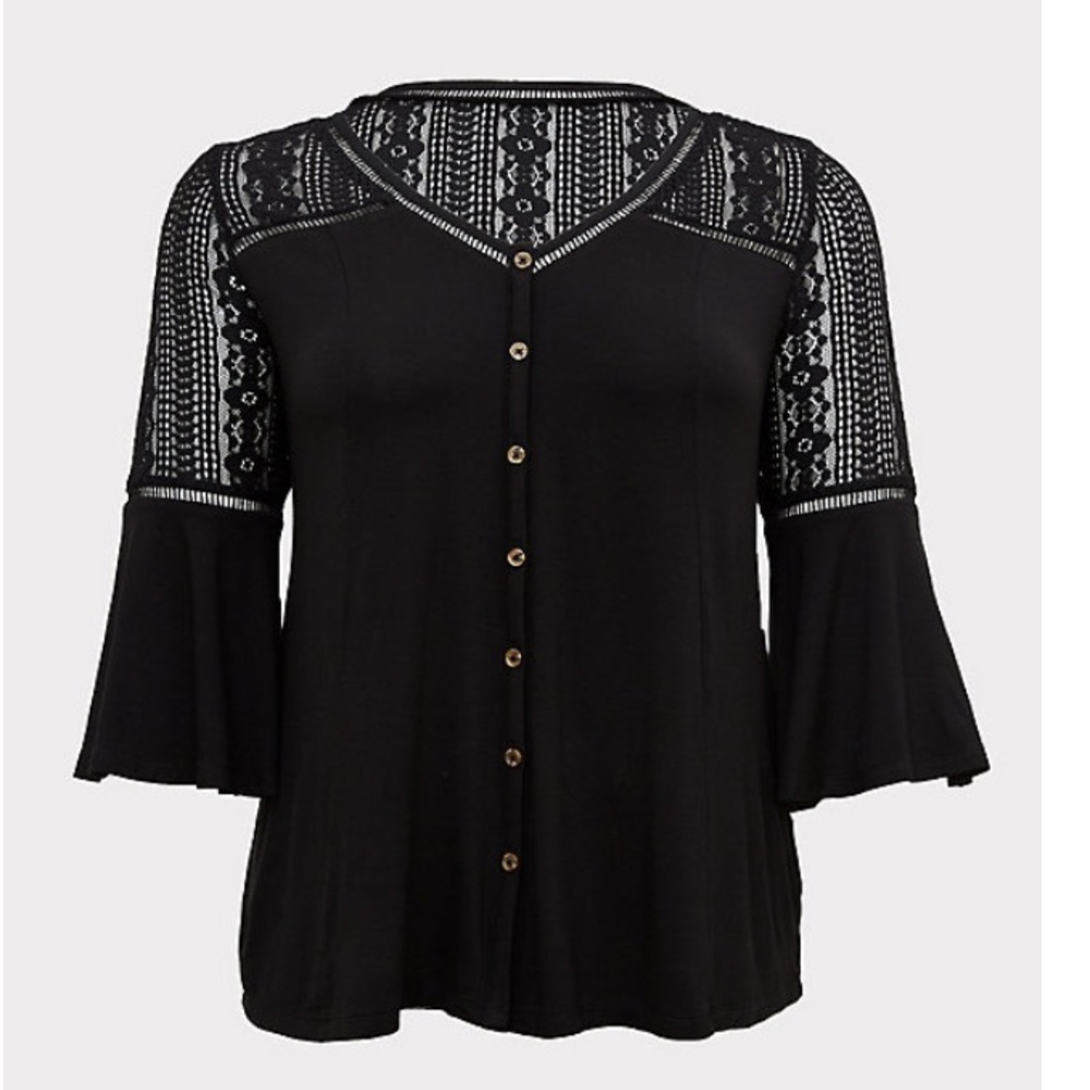NWT Torrid Super Soft Lace Bell Sleeve Top